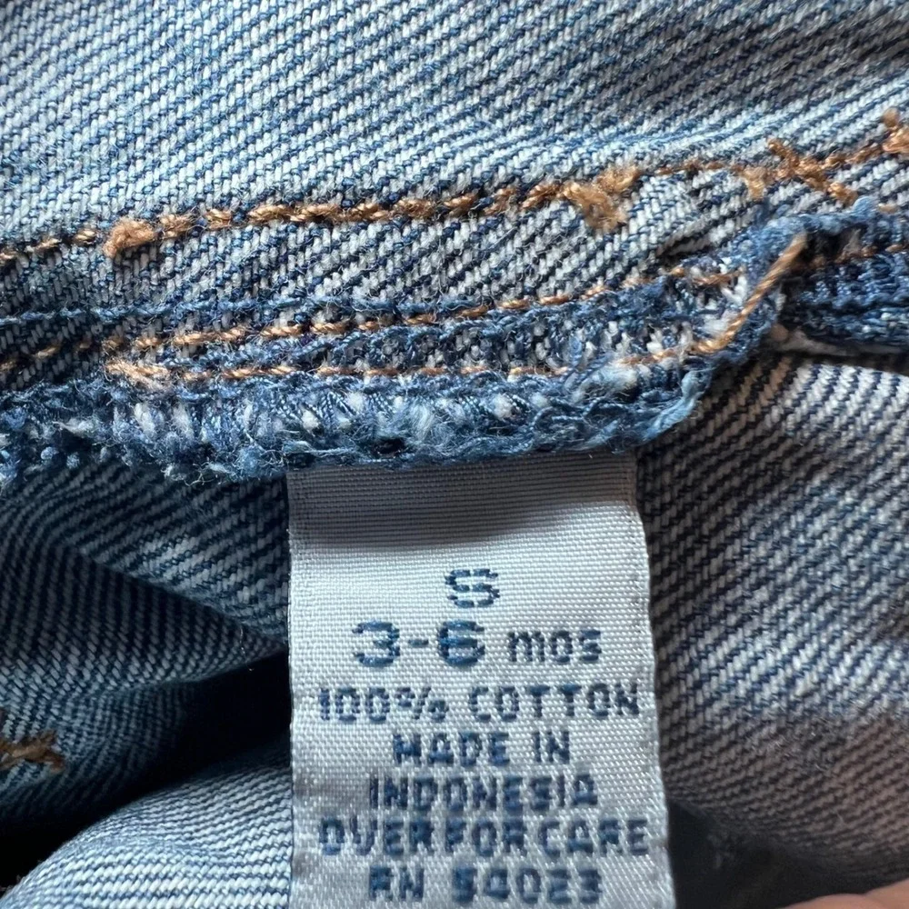 Vintage 90s Old Navy Baby Denim Shortalls Medium Wash Cotton Overalls 3-6 Months